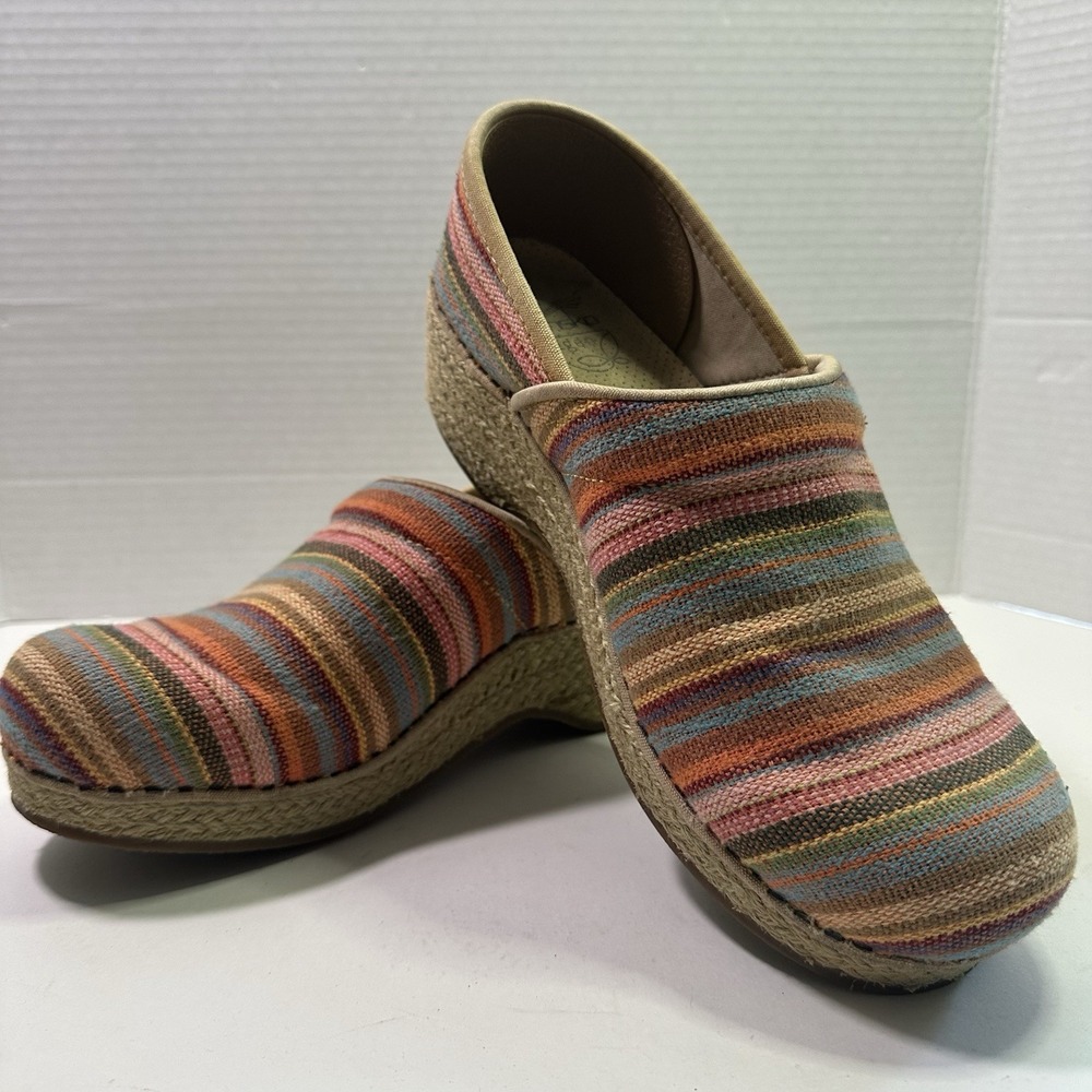 Dansko Vegan Womens Size EU 39 US 8.5 -9 Striped Multi Slip On‎ Work Clog Shoes